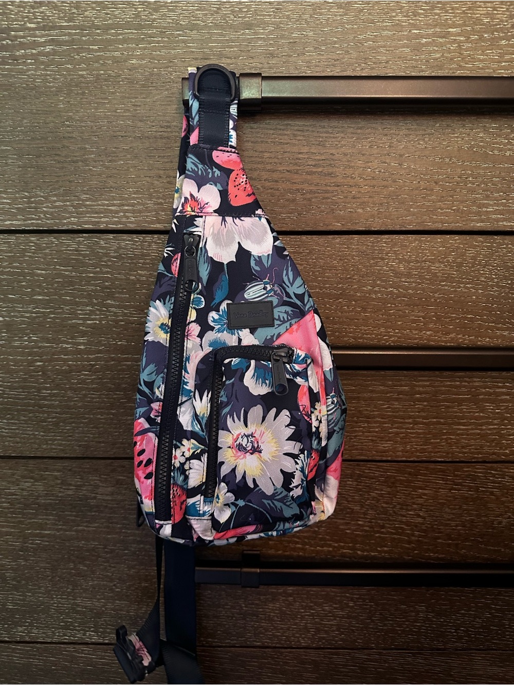 Mini Vera Bradley Navy and Pink Floral Crossbody Sling